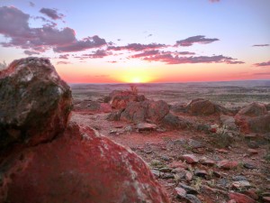 Sunset over desert landscape